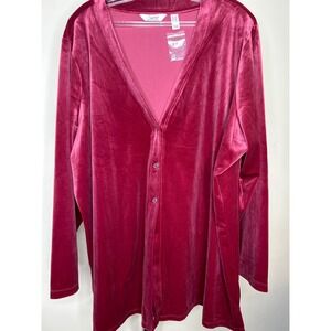 D & CO Denim Company Womens Velvet Button Down Long Sleeve Top 2X Plus Size